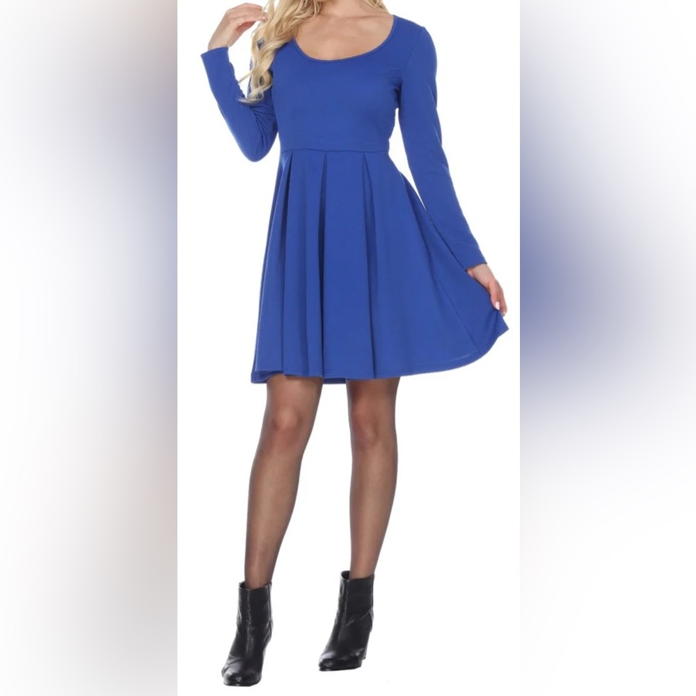 White Mark Royal Blue Long Sleeve Dress New With Tags